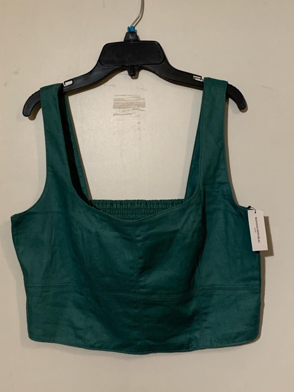 Banana Republic Factory Dark Green Square-Neck Crop Top